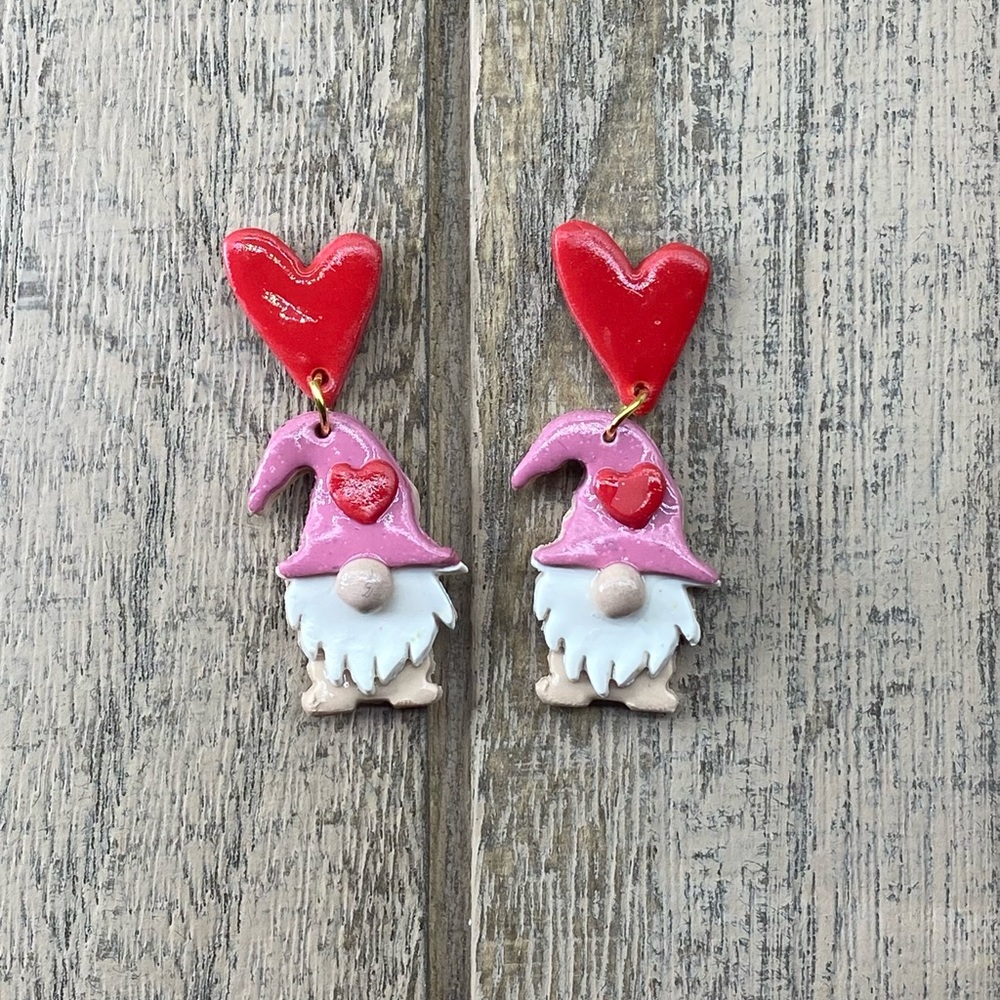 Clay valentines earrings